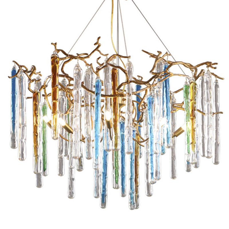 Люстра Waterfall Chandelier Blue Золотой Прозрачный Голубой Люстра Waterfall Chandelier Blue Золотой Прозрачный Голубой в Липецке | Loft Concept