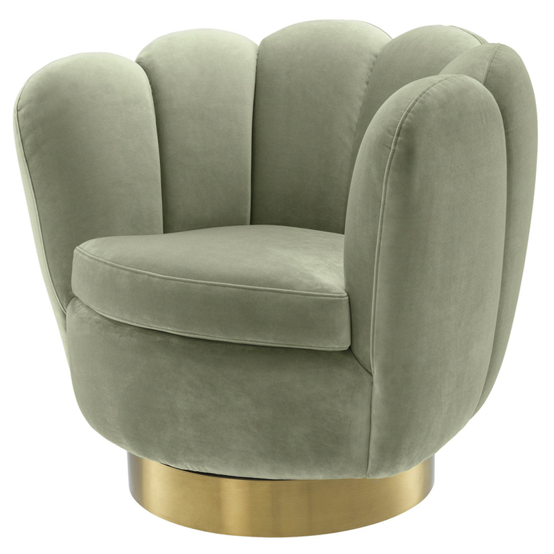 Кресло Eichholtz Swivel Chair Mirage pistache green Зеленый шалфей Матовая латунь в Липецке | Loft Concept 