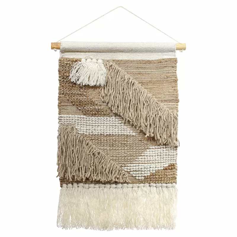 Панно из шерсти и хлопка с узором Beige Calista Cascade Бежевый Панно из шерсти и хлопка с узором Beige Calista Cascade Бежевый в Липецке | Loft Concept
