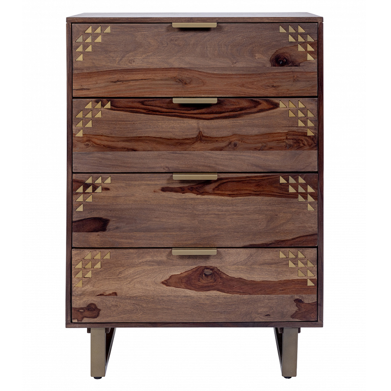 Тумба с выдвижными ящиками из массива дерева Шишам Indian Rosewood Коричневый Золотой Тумба с выдвижными ящиками из массива дерева Шишам Indian Rosewood Коричневый Золотой в Липецке | Loft Concept