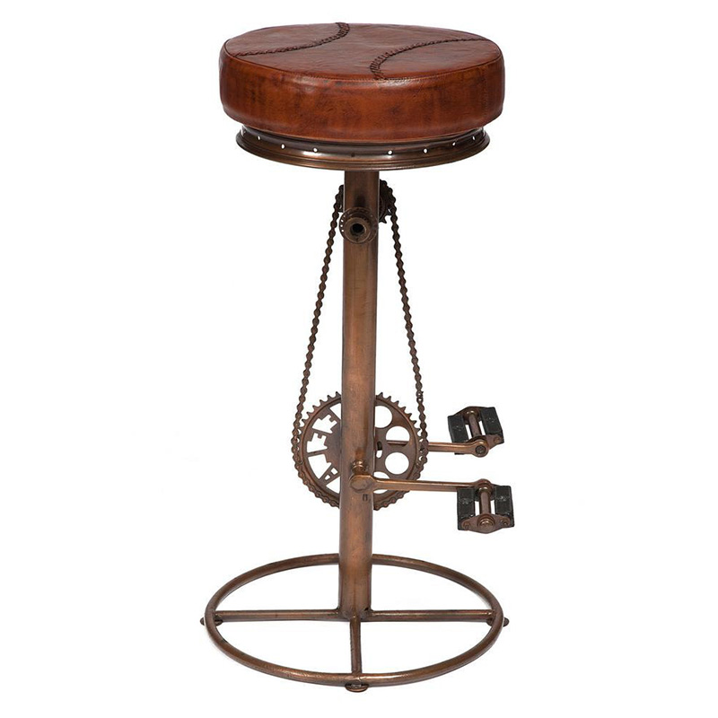 Стул с педалями от велосипеда Buffalo Leather Industrial Chair Коричневый Стул с педалями от велосипеда Buffalo Leather Industrial Chair Коричневый в Липецке | Loft Concept