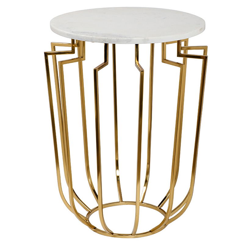 Приставной стол Embret Marble Side Table Глянцевое золото Белый Мрамор Bianco Приставной стол Embret Marble Side Table Глянцевое золото Белый Мрамор Bianco в Липецке | Loft Concept