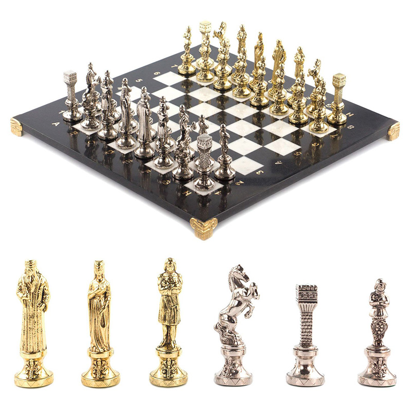 Шахматы Ренессанс с доской из натурального мрамора Decorative Thematic Chess Золотой Серебряный Черный Белый Шахматы Ренессанс с доской из натурального мрамора Decorative Thematic Chess Золотой Серебряный Черный Белый в Липецке | Loft Concept