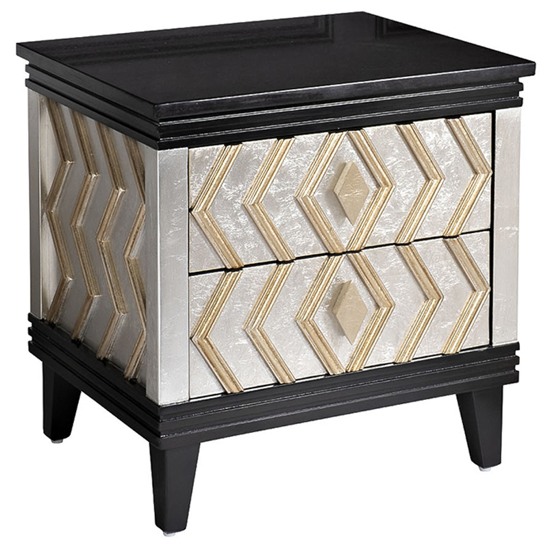 Тумба с каменной столешницей Birgit Nightstand Черный Серебряный Тумба с каменной столешницей Birgit Nightstand Черный Серебряный в Липецке | Loft Concept