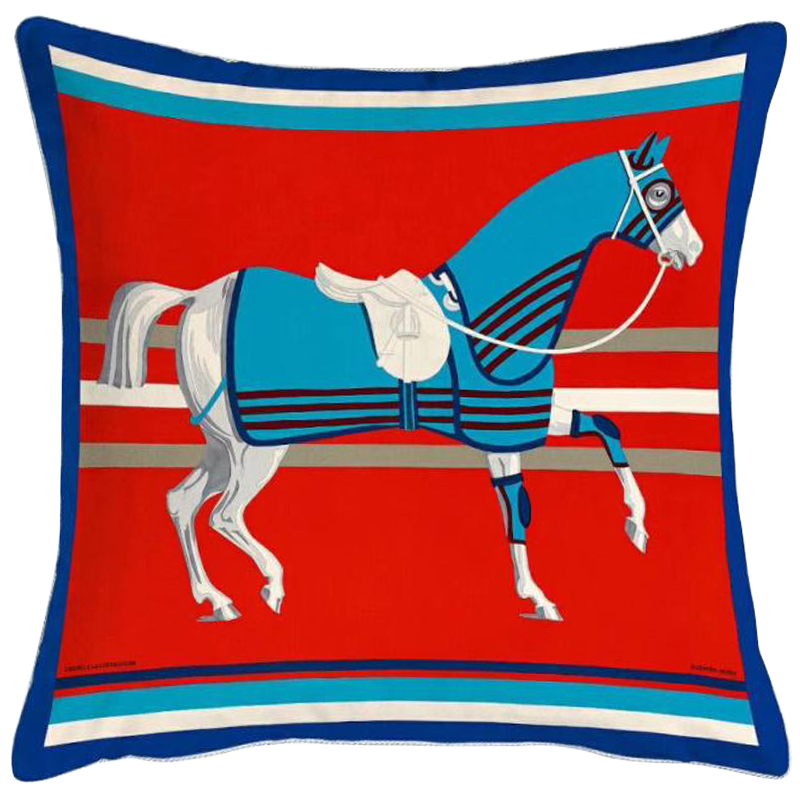 Декоративная подушка Hermes Horse 65 Красный Голубой Синий Мульти Декоративная подушка Hermes Horse 65 Красный Голубой Синий Мульти в Липецке | Loft Concept