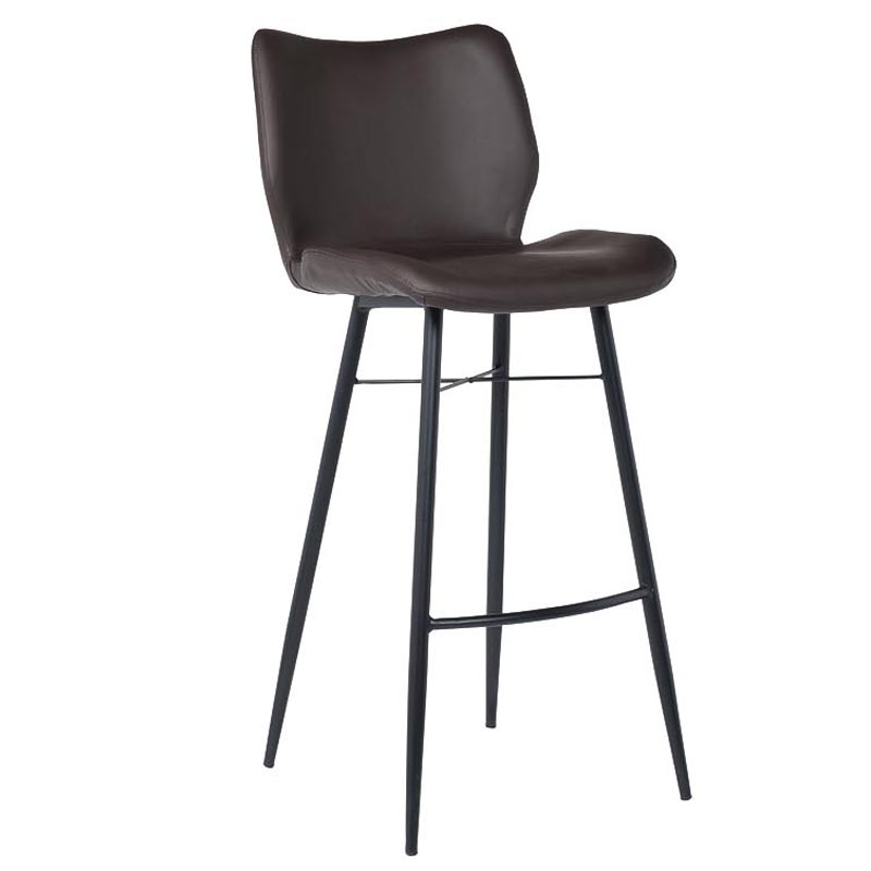 Барный стул Herald Eco Leather Bar Stool Коричневый Черный Барный стул Herald Eco Leather Bar Stool Коричневый Черный в Липецке | Loft Concept