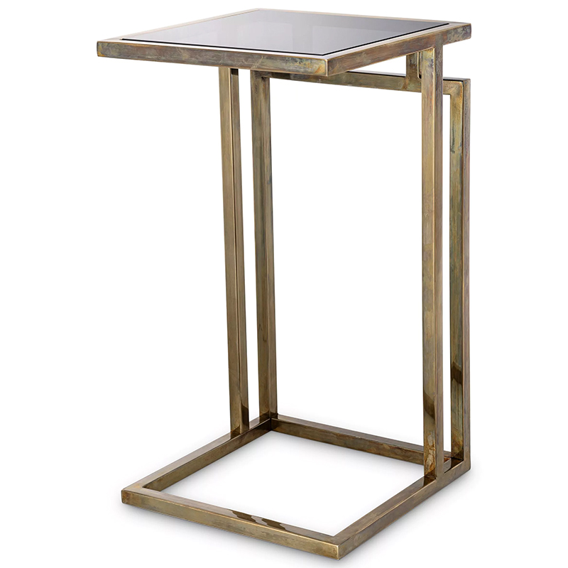 Приставной стол Eichholtz Side Table Marcus Brass Латунь Стекло Смок Приставной стол Eichholtz Side Table Marcus Brass Латунь Стекло Смок в Липецке | Loft Concept