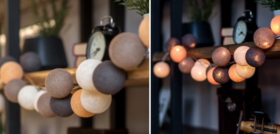 Гирлянда хлопковые фонарики Сotton Ball Clay - Loft-Concept в Липецке