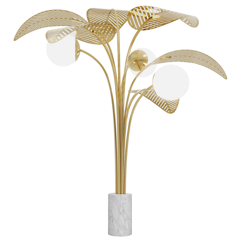Торшер Palm Tree Light Three Floor Lamp Белый Золотой Белый Мрамор Bianco Торшер Palm Tree Light Three Floor Lamp Белый Золотой Белый Мрамор Bianco в Липецке | Loft Concept
