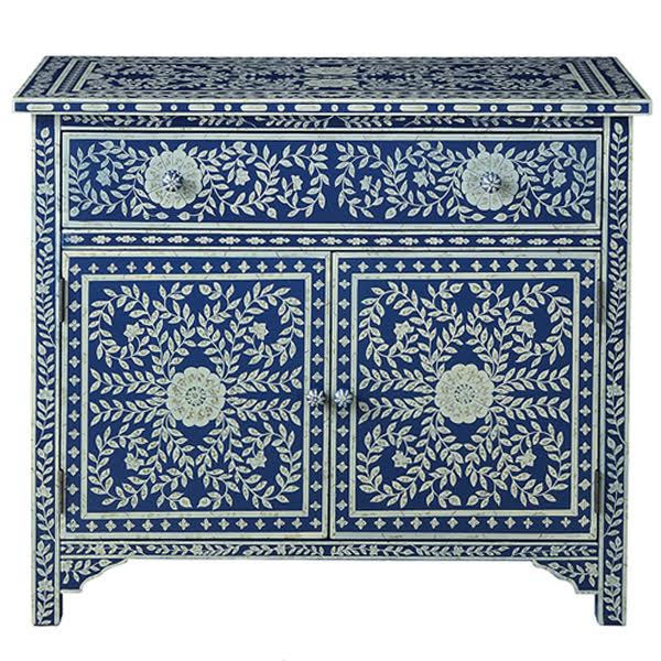 Комод инкрустация костью ORIENTAL Indian синий орнамент Синий Комод инкрустация костью ORIENTAL Indian синий орнамент Синий в Липецке | Loft Concept
