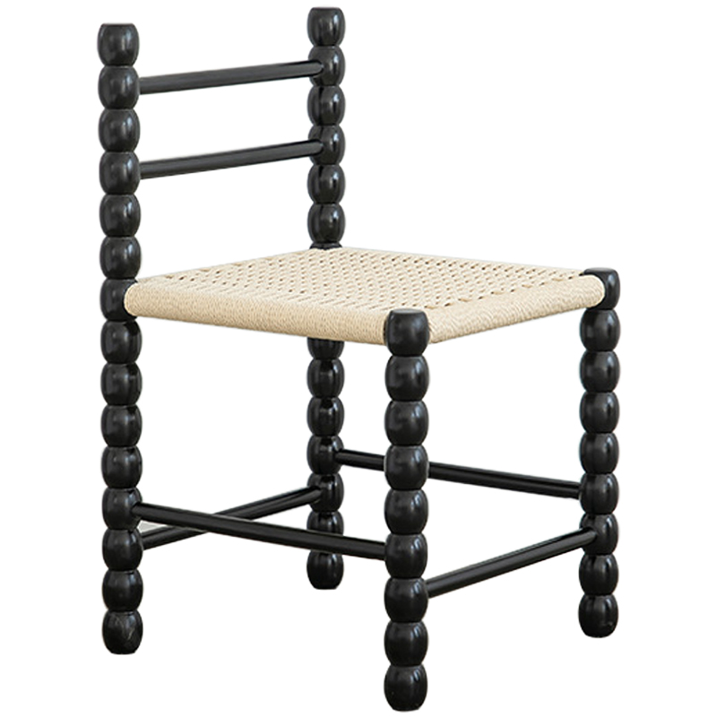 Стул French Corner Chair Black Черный Бежевый Стул French Corner Chair Black Черный Бежевый в Липецке | Loft Concept