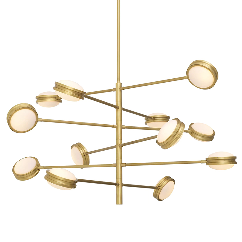 Люстра Eichholtz Chandelier Blaize Белое матовое стекло Латунь Люстра Eichholtz Chandelier Blaize Белое матовое стекло Латунь в Липецке | Loft Concept