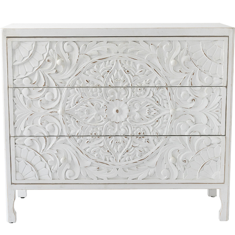 Комод с резным декорированным фасадом Matsi Provence Chest of Drawers Белый Белый Комод с резным декорированным фасадом Matsi Provence Chest of Drawers Белый Белый в Липецке | Loft Concept