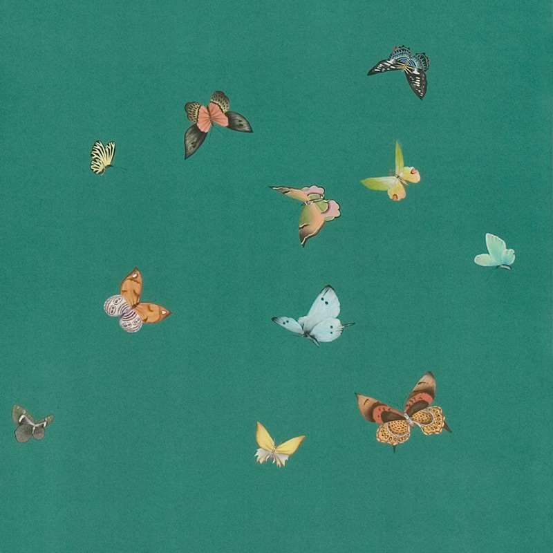 Обои ручная роспись Butterflies Emerald on green dyed paper Обои ручная роспись Butterflies Emerald on green dyed paper в Липецке | Loft Concept