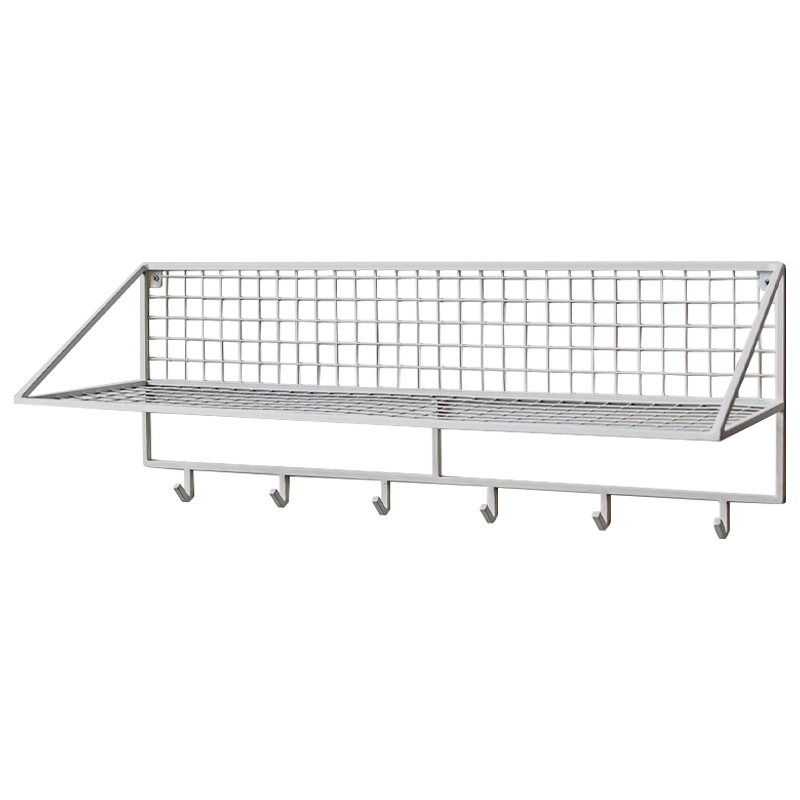 Вешалка с полкой Rhian Industrial Metal Rust Shelf White Белый Вешалка с полкой Rhian Industrial Metal Rust Shelf White Белый в Липецке | Loft Concept