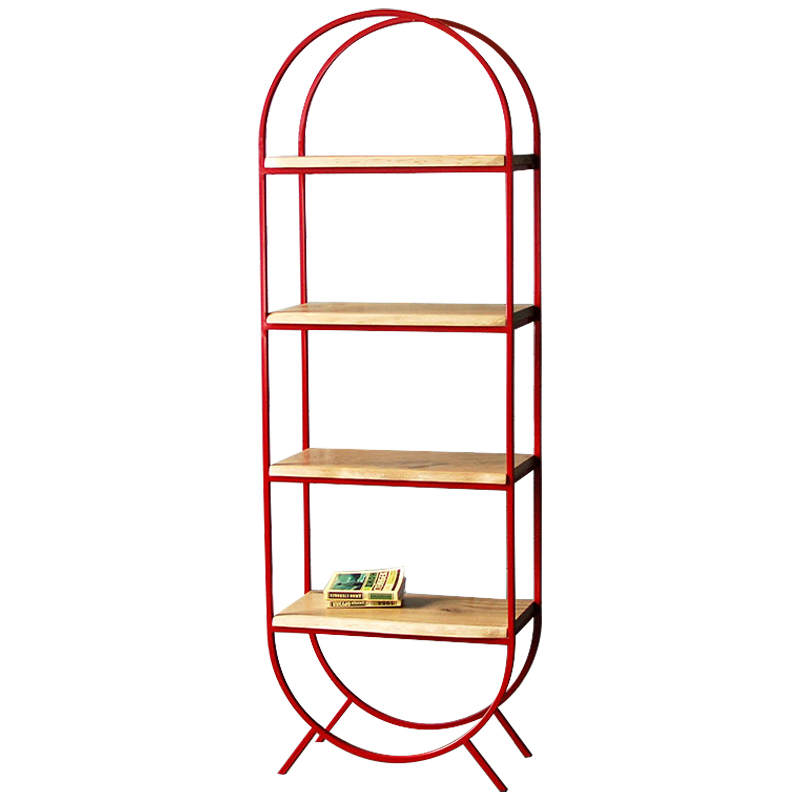 Стеллаж Rumo Industrial Metal Rust Rack Красный Древесина Стеллаж Rumo Industrial Metal Rust Rack Красный Древесина в Липецке | Loft Concept