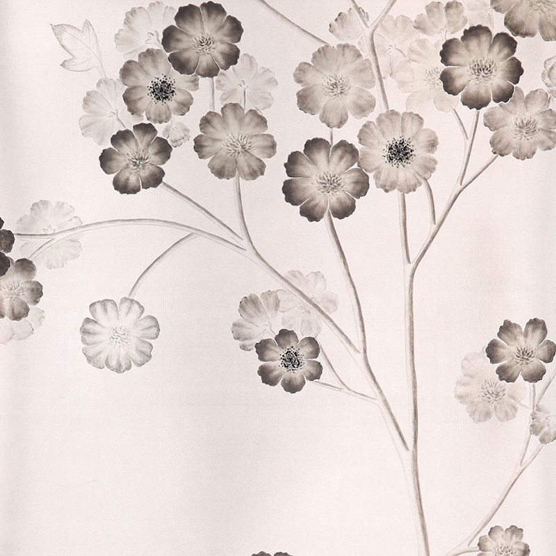 Обои ручная роспись Anemones in Light Special Colourway SC-236 on Tarnished Silver gilded silk  в Липецке | Loft Concept 