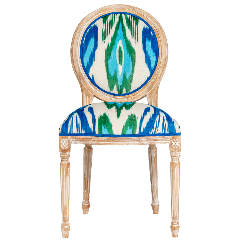 Мягкий стул с узором Ikat Pattern Белый Коричневый Мульти Мягкий стул с узором Ikat Pattern Белый Коричневый Мульти в Липецке | Loft Concept