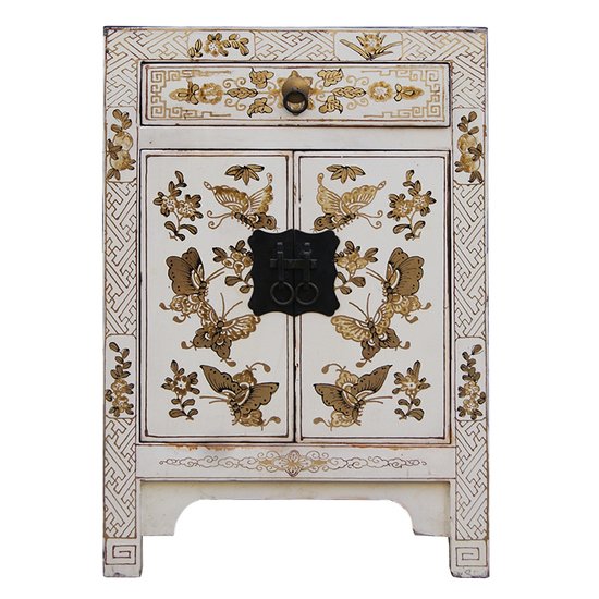 Тумба Chinese Painting Butterflies White Белый Золотой Тумба Chinese Painting Butterflies White Белый Золотой в Липецке | Loft Concept