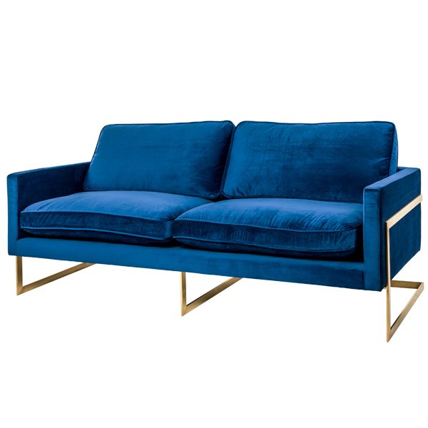 Диван бархатный Accent Velvet Sofa Золотой Синий Диван бархатный Accent Velvet Sofa Золотой Синий в Липецке | Loft Concept