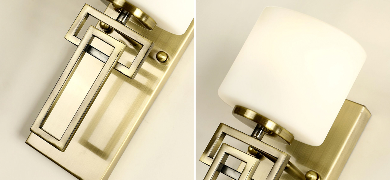 Бра с плафоном из стекла молочного цвета WINDOLF Bronze - фото