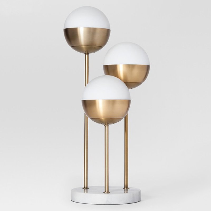 Geneva Glass Table Lamp Triple Globe Белый Латунь Geneva Glass Table Lamp Triple Globe Белый Латунь в Липецке | Loft Concept
