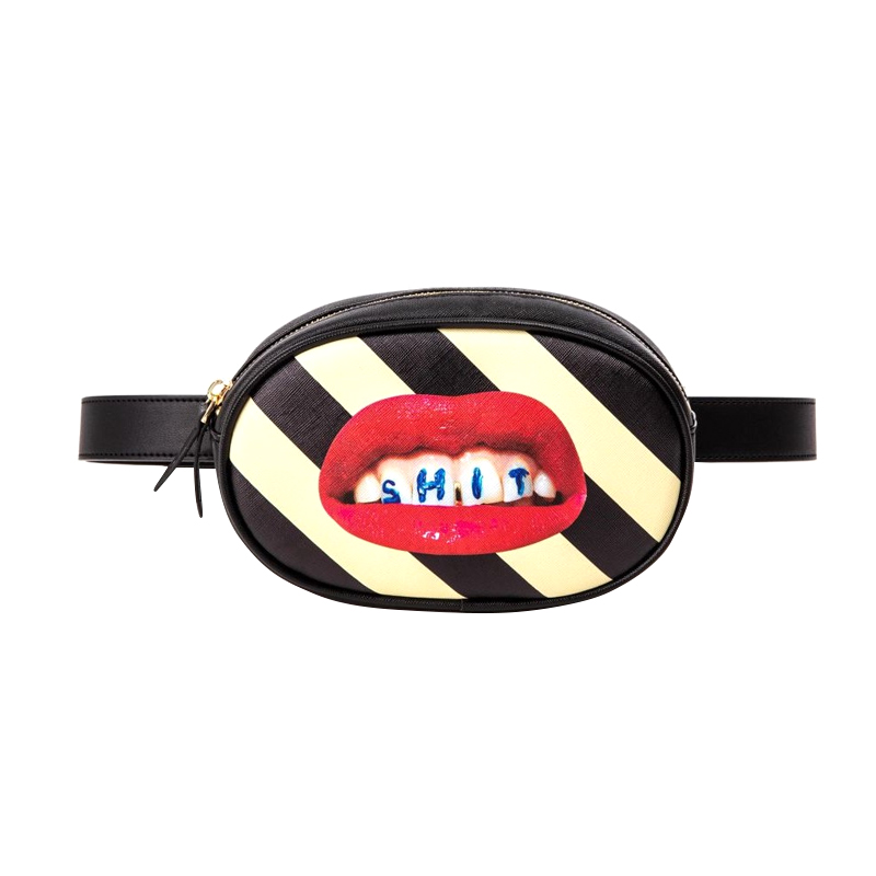 Поясная сумка Seletti Shit Striped Черный Красный Белый Поясная сумка Seletti Shit Striped Черный Красный Белый в Липецке | Loft Concept