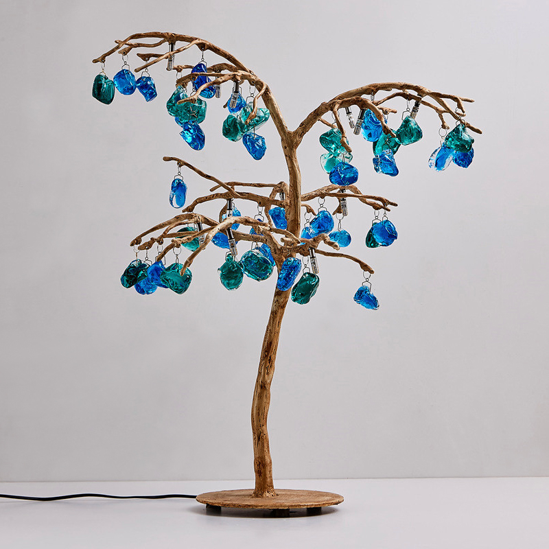 Настольная лампа Precious Tree Table lamp Винтажное Темное Золото Синий Бирюзовый Настольная лампа Precious Tree Table lamp Винтажное Темное Золото Синий Бирюзовый в Липецке | Loft Concept