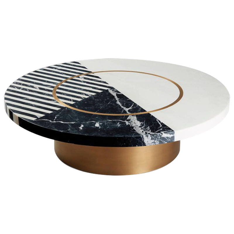 Кофейный стол Mercado Marble Brass Coffee Table Черно-белый Латунь Кофейный стол Mercado Marble Brass Coffee Table Черно-белый Латунь в Липецке | Loft Concept