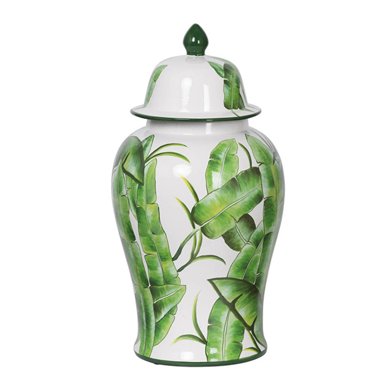 Ваза Vase Green Leaves I Белый Зеленый Ваза Vase Green Leaves I Белый Зеленый в Липецке | Loft Concept