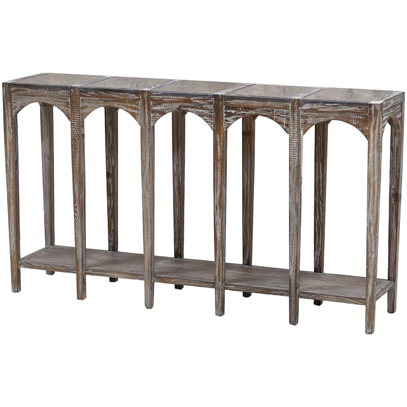 Деревянная консоль с каменной столешницей Beata Wood Console Коричневый Деревянная консоль с каменной столешницей Beata Wood Console Коричневый в Липецке | Loft Concept