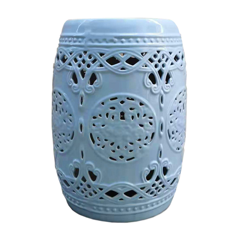 Керамический табурет Blue Ceramic Patterned Chair Голубой в Липецке | Loft Concept 