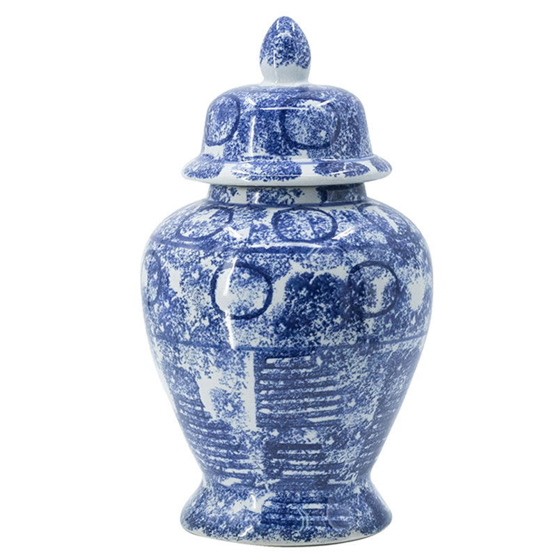 Ваза с крышкой Abstraction Vase Синий Белый Ваза с крышкой Abstraction Vase Синий Белый в Липецке | Loft Concept