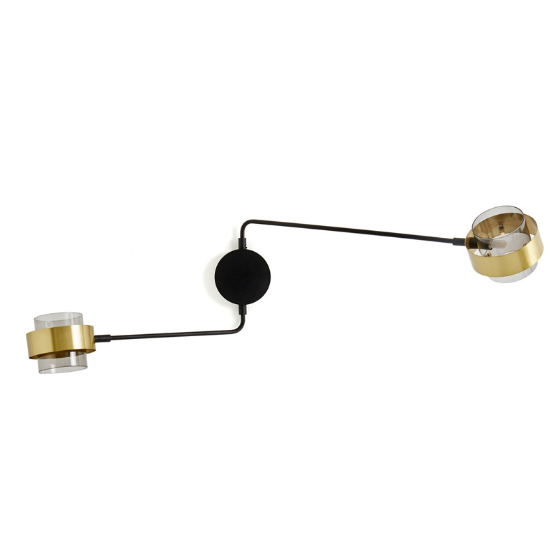 Бра Truvor Sconce Double Стекло Смок Латунь Черный Бра Truvor Sconce Double Стекло Смок Латунь Черный в Липецке | Loft Concept