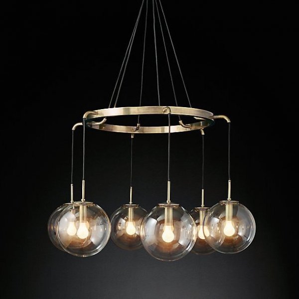 Люстра RH LANGUEDOC Round Chandelier Antique Brass Латунь Люстра RH LANGUEDOC Round Chandelier Antique Brass Латунь в Липецке | Loft Concept
