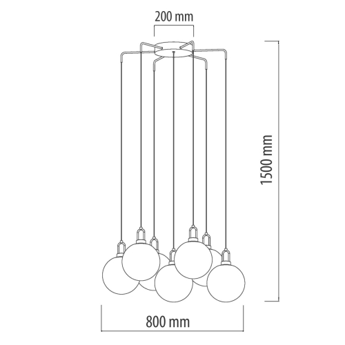 Люстра с 7-ю плафонами из прозрачного стекла в форме шара Orb Cascade  в Липецке