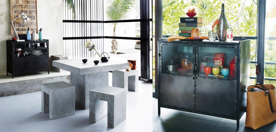 Буфет металлический в стиле Лофт Industrial Vitre Small Buffet Буфет металлический в стиле Лофт Industrial Vitre Small Buffet - Loft-Concept в Липецке