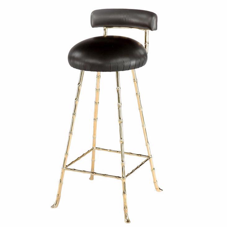 Барный стул High Upholstered Bar Stool Глянцевое золото Черный Барный стул High Upholstered Bar Stool Глянцевое золото Черный в Липецке | Loft Concept