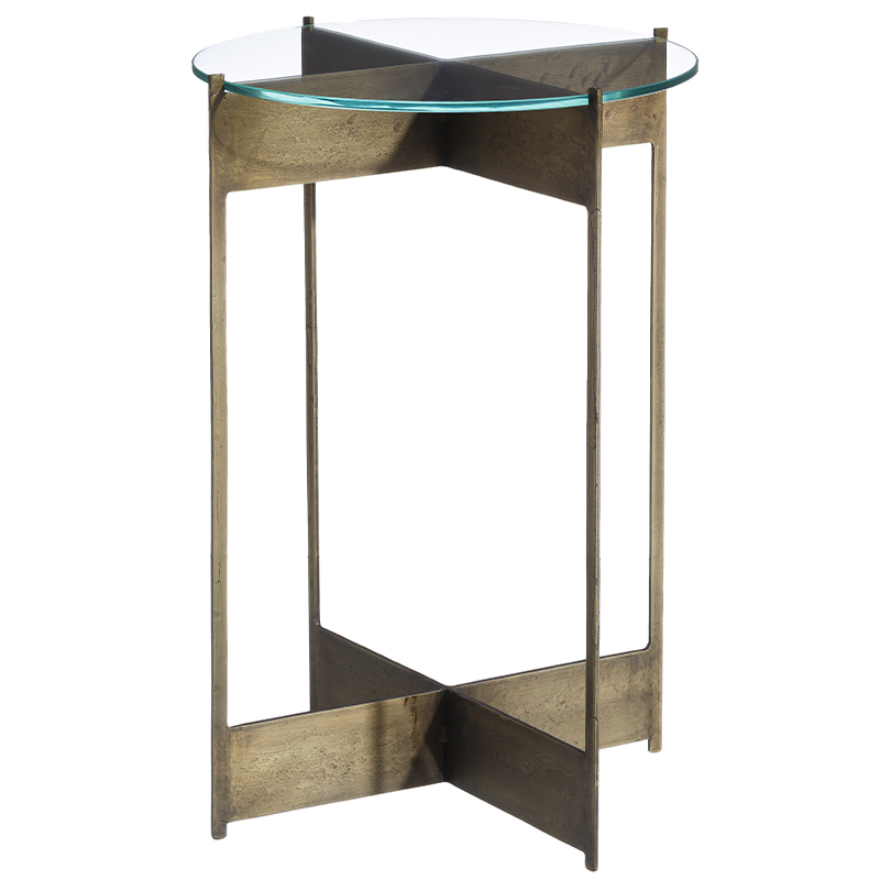 Круглый приставной столик со стеклянной столешницей Lochlan Side Table Бронза Прозрачное Стекло Круглый приставной столик со стеклянной столешницей Lochlan Side Table Бронза Прозрачное Стекло в Липецке | Loft Concept