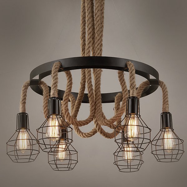 Люстра Loft Rope Chandelier cage VI Люстра Loft Rope Chandelier cage VI в Липецке | Loft Concept