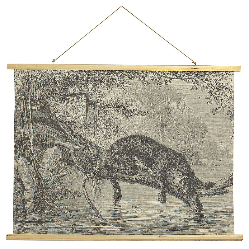 Картина подвесная Leopard on a Tree Poster Бежево-серый Древесина Картина подвесная Leopard on a Tree Poster Бежево-серый Древесина в Липецке | Loft Concept