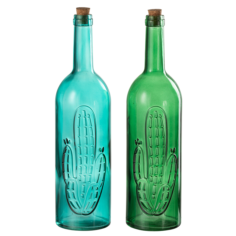 Набор декоративных бутылок Blue Green Cactus Голубой Зеленый Набор декоративных бутылок Blue Green Cactus Голубой Зеленый в Липецке | Loft Concept