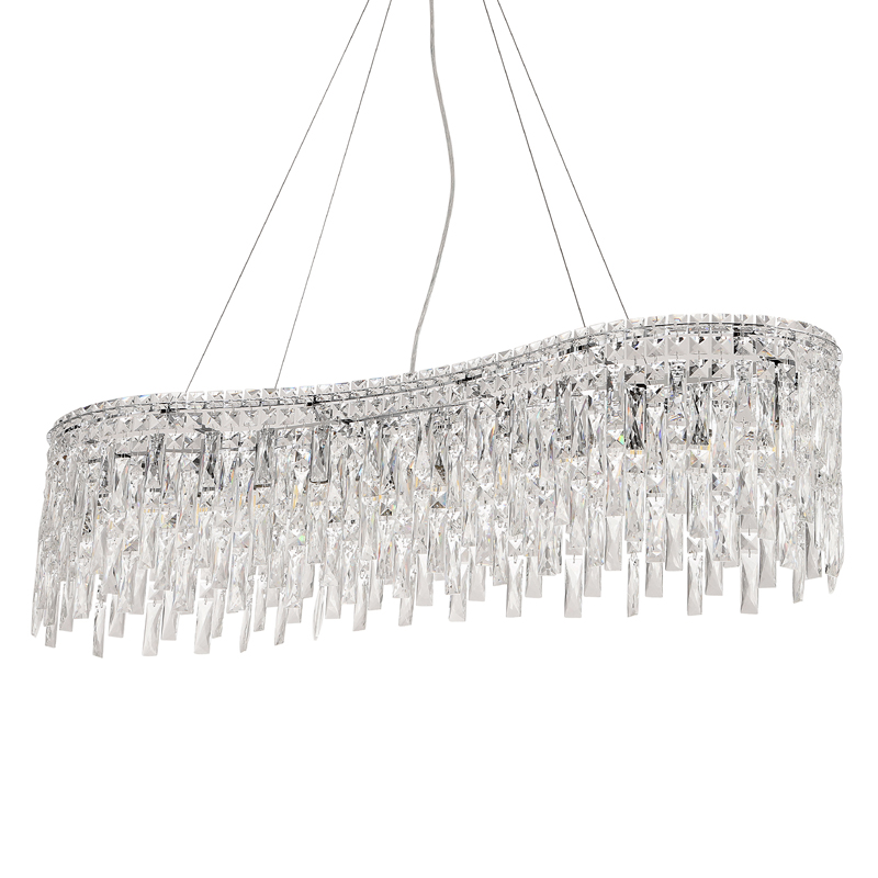 Люстра подвесная вытянутой формы с хрустальными подвесками Ludivine Lighting Хром Прозрачный Люстра подвесная вытянутой формы с хрустальными подвесками Ludivine Lighting Хром Прозрачный в Липецке | Loft Concept