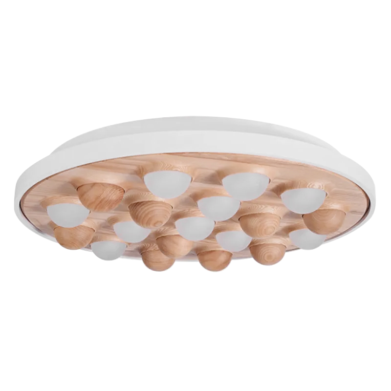 Потолочная люстра PIE White Light wood Древесина Белый Белое матовое стекло Потолочная люстра PIE White Light wood Древесина Белый Белое матовое стекло в Липецке | Loft Concept