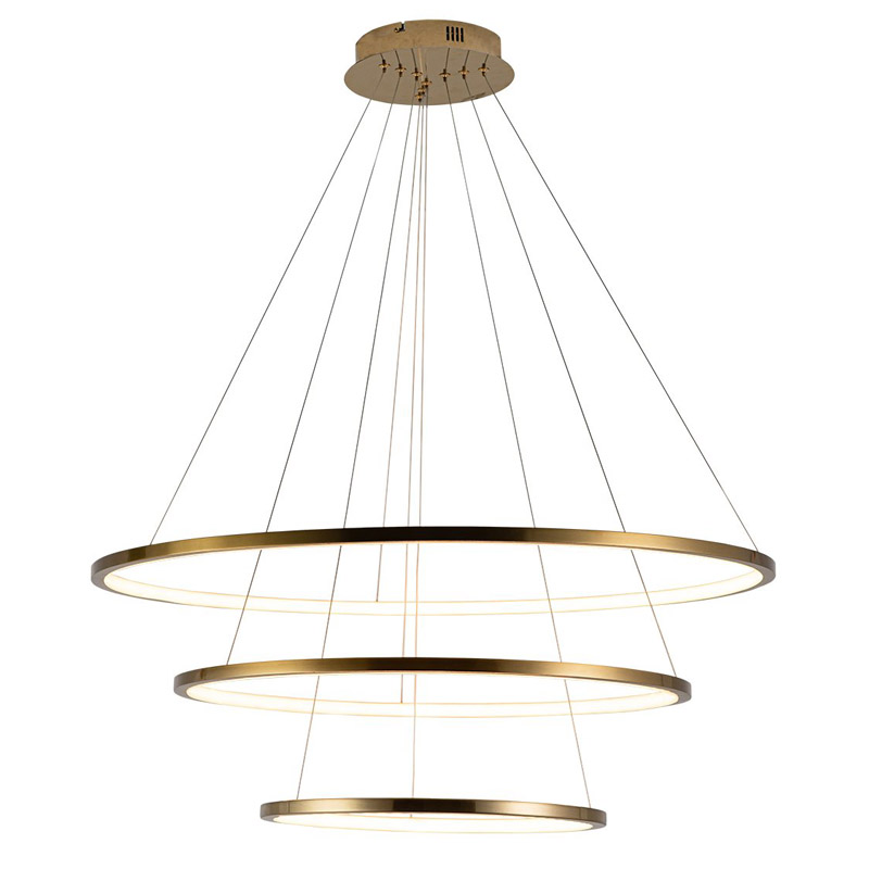 Люстра Ring Horizontal Trio gold Золотой Люстра Ring Horizontal Trio gold Золотой в Липецке | Loft Concept