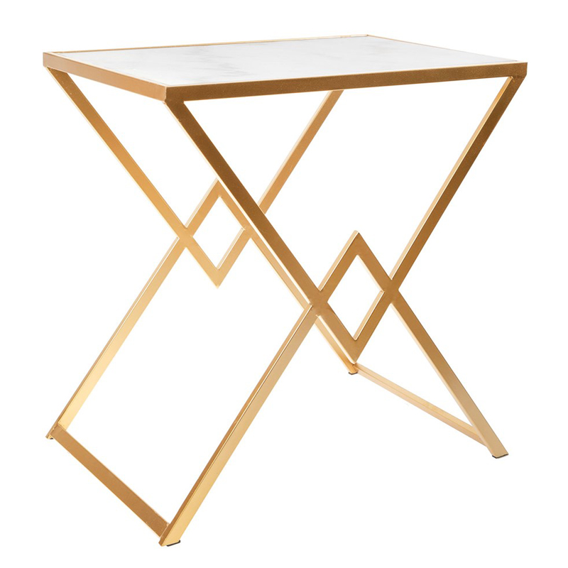 Приставной стол Marble Countertop Table белый мрамор Золотой Белый Приставной стол Marble Countertop Table белый мрамор Золотой Белый в Липецке | Loft Concept