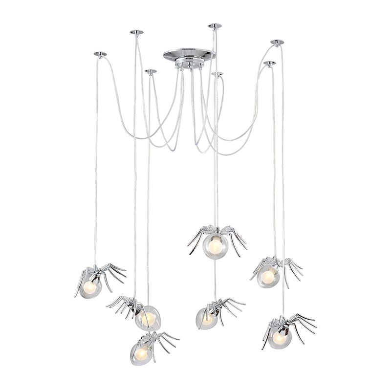 Люстра серебряная Паук Spiders lamp 7 Серебряный Прозрачный Люстра серебряная Паук Spiders lamp 7 Серебряный Прозрачный в Липецке | Loft Concept