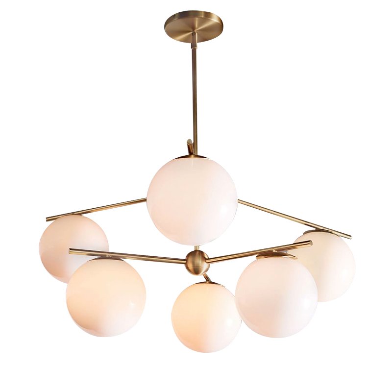 Люстра Sphere Stem 6-Light Chandelier Bronze Латунь Белый Люстра Sphere Stem 6-Light Chandelier Bronze Латунь Белый в Липецке | Loft Concept