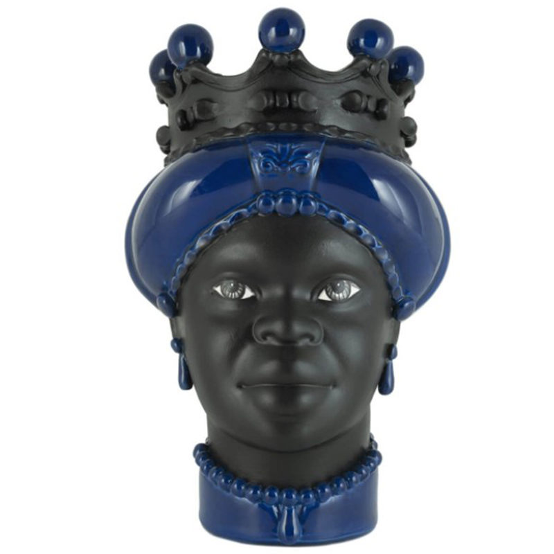 Ваза VASE MORO LADY CROWN DARK blue Черный Синий Ваза VASE MORO LADY CROWN DARK blue Черный Синий в Липецке | Loft Concept