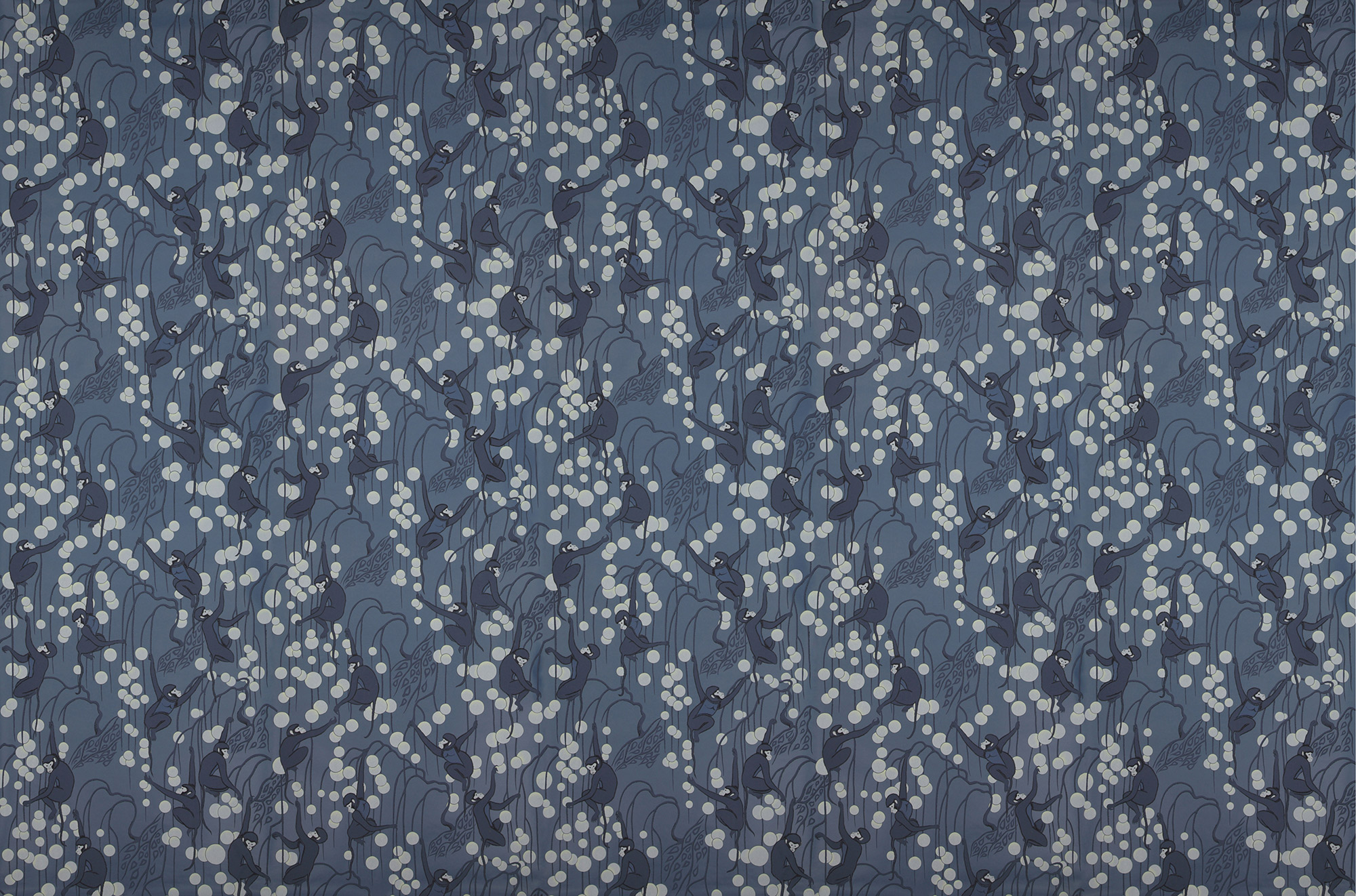 Обои ручная роспись Deco Monkeys Parisian Blue on dyed paper Обои ручная роспись Deco Monkeys Parisian Blue on dyed paper - постер Loft-Concept в Липецке